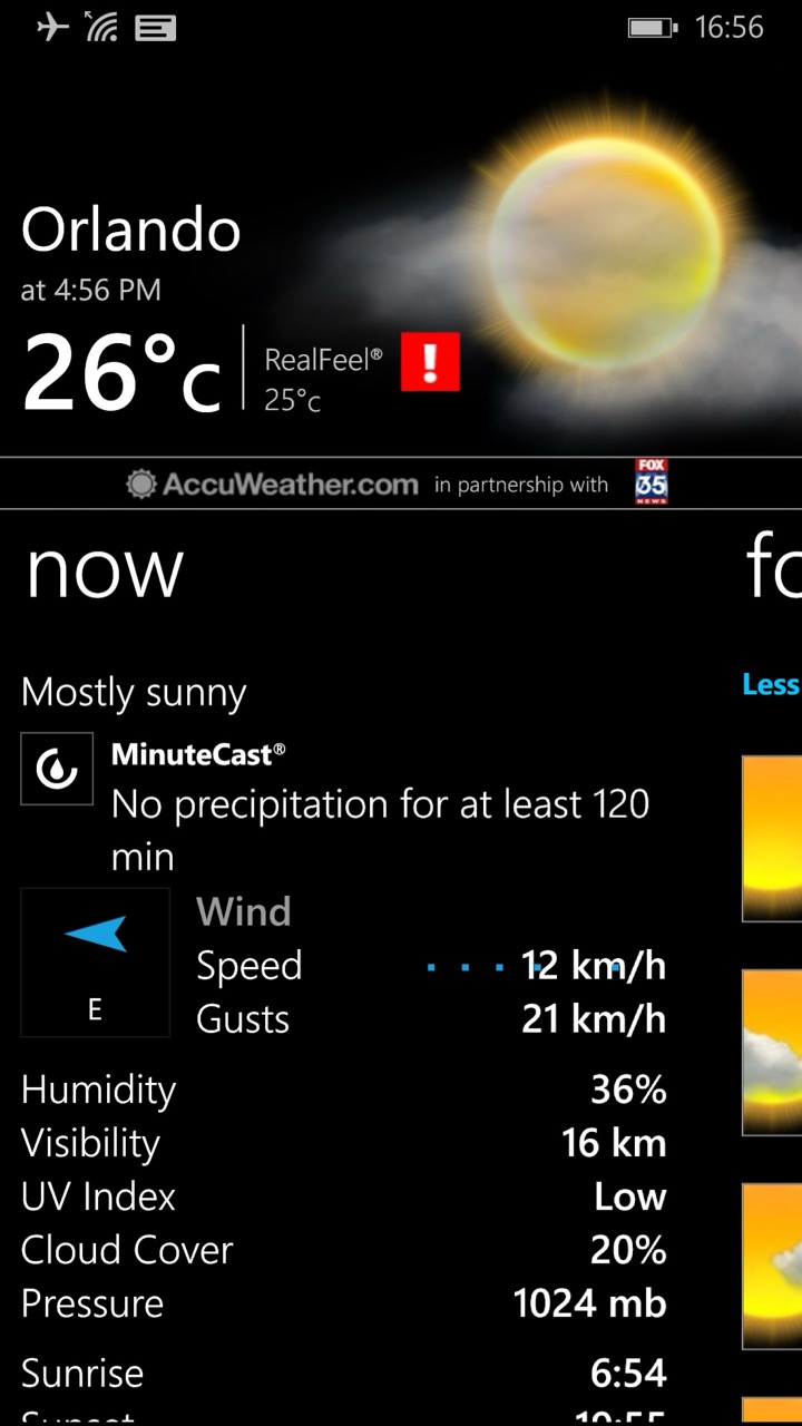 Screenshot of the AccuWeather app