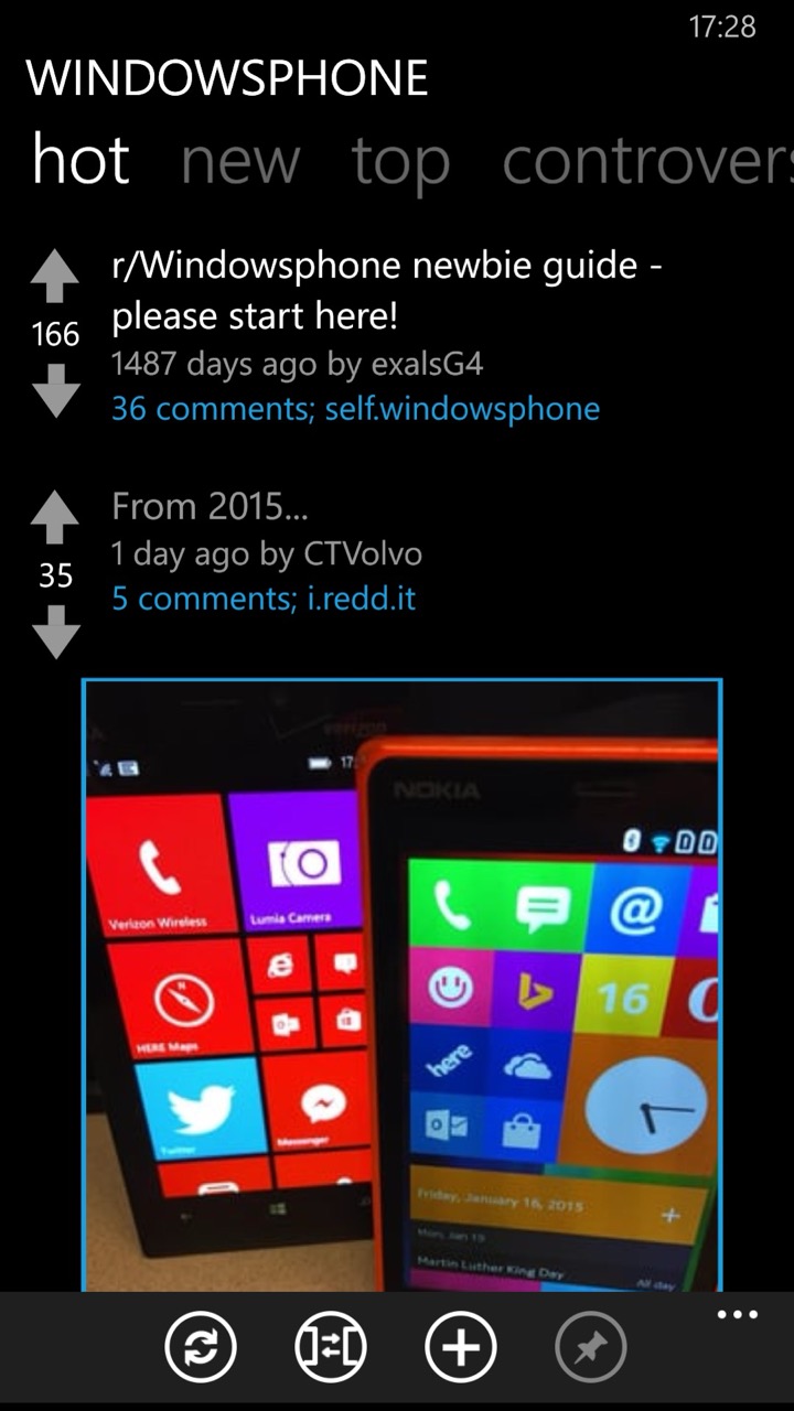Screenshot of the Baconit app