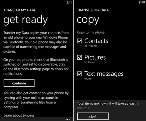 Screenshot of the Transfer My Data app